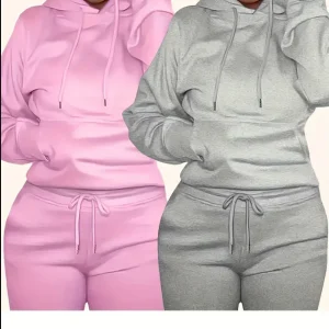 2 Pack Solid Long Sleeve Hooded Sweatshirt