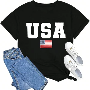American Flag Shirts For Women USA Print T Shirt
