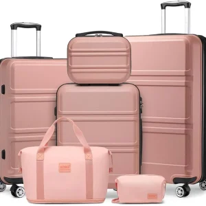 Kono Luxury 6-Piece Luggage Collection - Hardshell Suitcases + Duffel & Cosmetic Case,