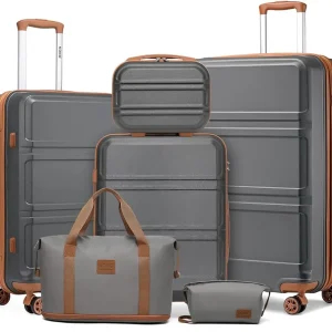 Kono 6-Pc Luggage Set -Hardshell, 20/24/28" Suitcases + Beauty Case & Duffel